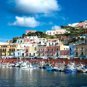A view of Ponza. Book now our Ponza boat excursion tour from Rome, a fun and relaxing day with swimming and snorkeling in one of the gems of the mediterrenean.