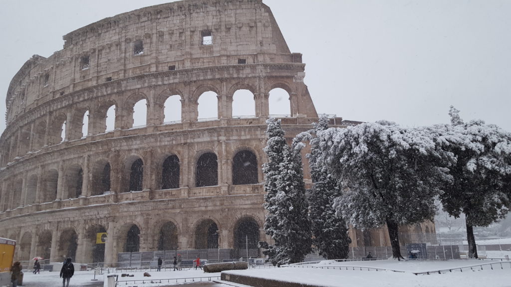 Snow on the Colosseum