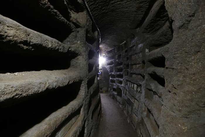 Underground corridors of the Catacombs tour of Rome