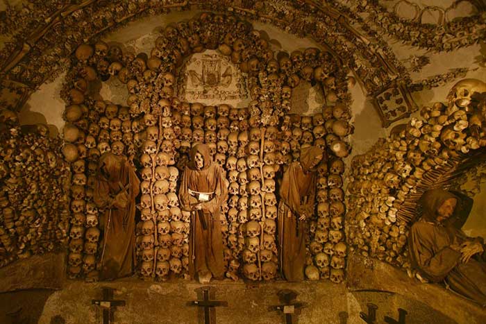 Chamber of the skulls seen on our Catacomb tour of Rome