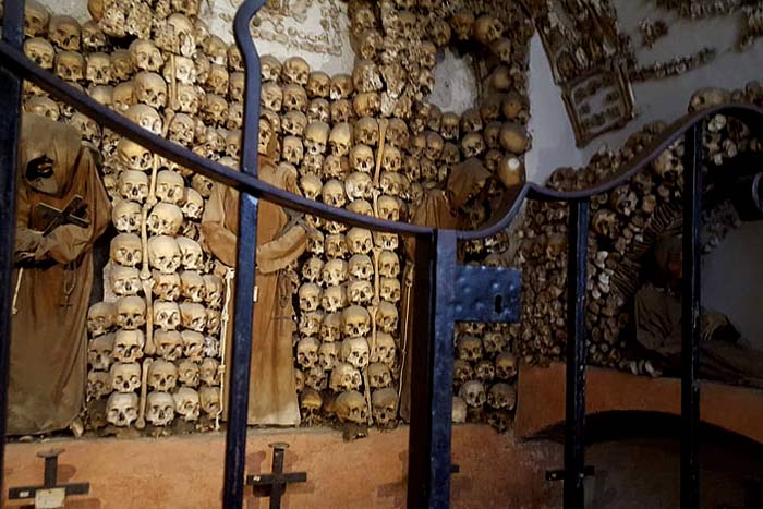 Chamber of Skulls visited on our Catacombs tour of Rome