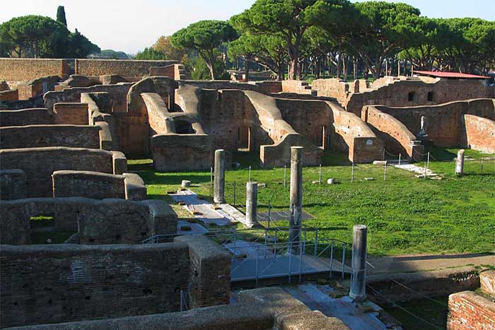 Hot baths of Neptune a site visited on the Ostia Antica tour. Join our private Tour in Ostia Antica